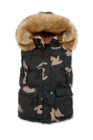 JORDAN CRAIG 9374VC Yukon Camo Fur Puffer Vest (Woodland)  Designers Closet