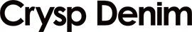 Crysp Denim Logo Black Letters White Background