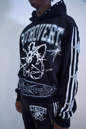 RETROVERT FW24 16 Destruction Hoodie Black Designers Closet