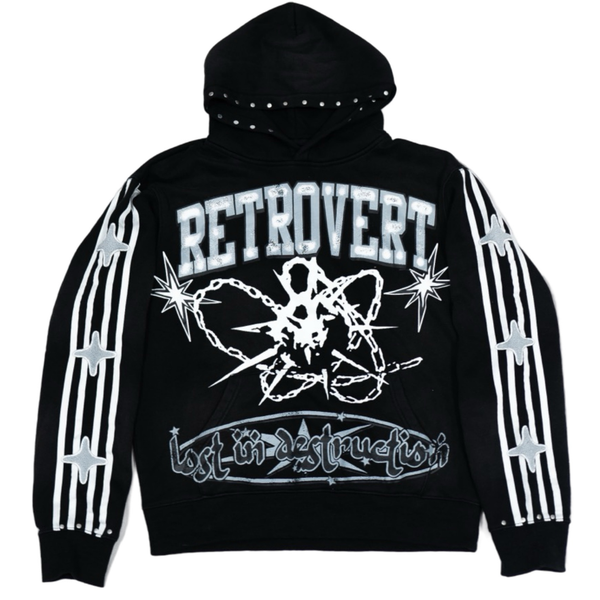 RETROVERT FW24 16 Destruction Hoodie Black Designers Closet