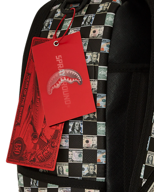 SPRAYGROUND 910B6732NSZ-1 CHECKS CASHED DLX BACKPACK MONEY CHECK PATTERN DLXSV Designers Closet