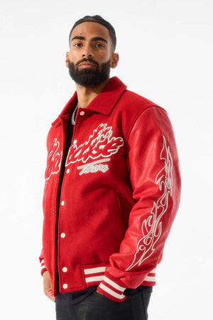 JORDAN CRAIG 91632 Paradise Tour Varsity Jacket RED / S Designers Closet