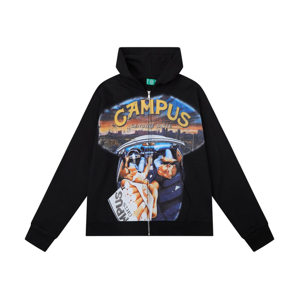 CAMPUS GOODS CG-H25-009 Genuine Vice Zip Up Hoodie BLACK