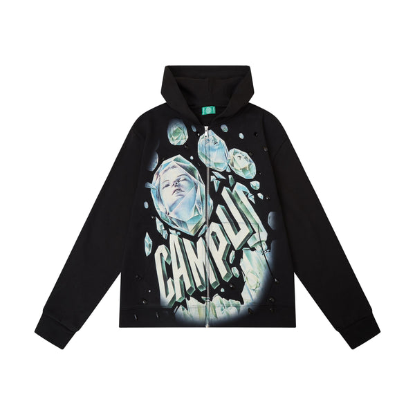 CAMPUS GOODS CG-H25-059 Crystal Mind Hoodie BLACK