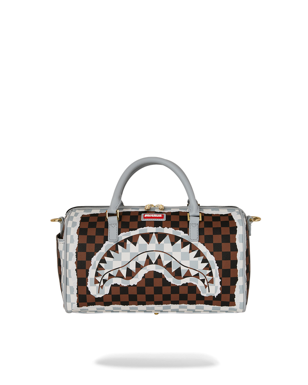 SPRAYGROUND 910D8293NSZ-1 SHARK LEGACY MINI DUFFLE CREAM AND BROWN TEAR Check