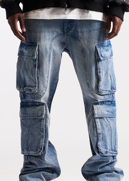 EMBELLISH EMBHO25-100 Recon Cargo Denim BLUE 28 / BLUE Designers Closet