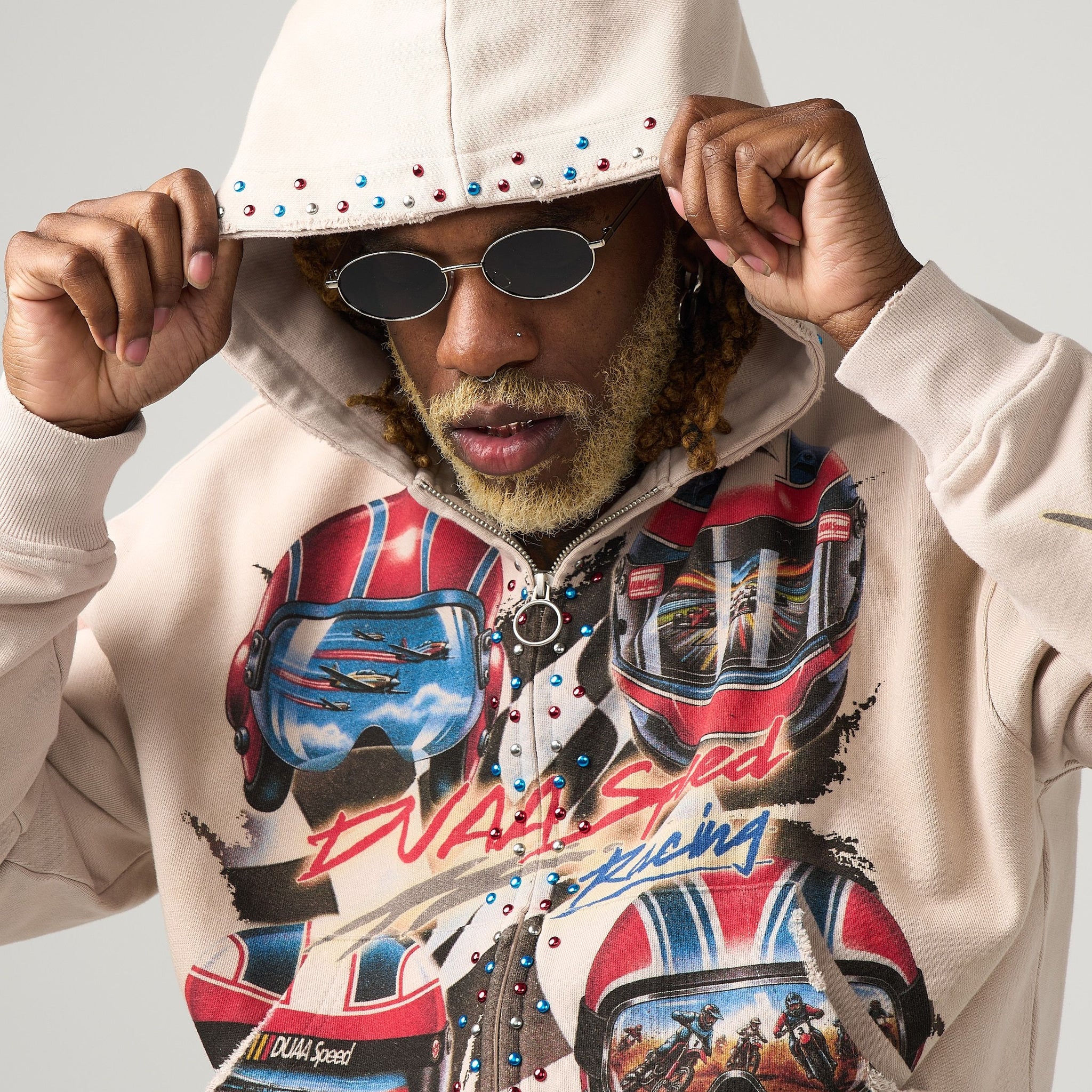 DUAA HELMET VELOCITY WASHED HOODIE CRM 2XL / CRM