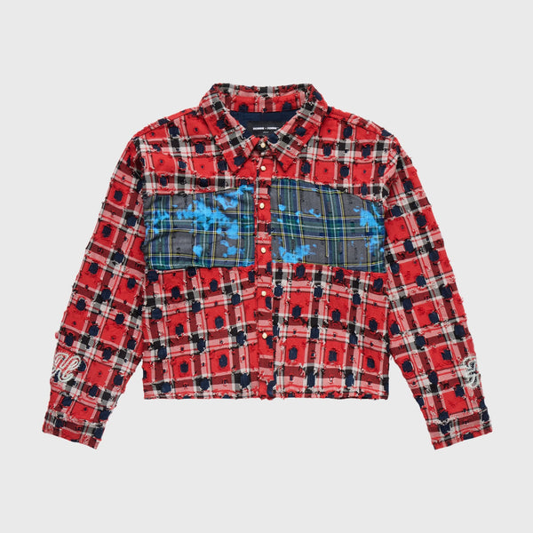 HOMME FEMME HFFW202509-1 Wave Patchwork Flannel