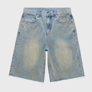 HOMME FEMME HFSS202470-1 STUDDED DENIM SHORTS BLU / 28 Designers Closet