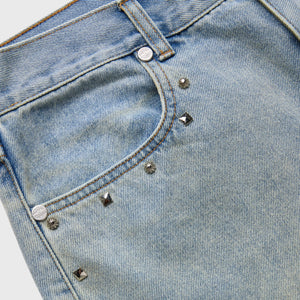 HOMME FEMME HFSS202470-1 STUDDED DENIM SHORTS  Designers Closet