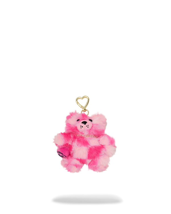 SPRAYGROUND 910K8351NSZ-1 FURZILLA SHARK (PINK CHECK) Keychain Designers Closet