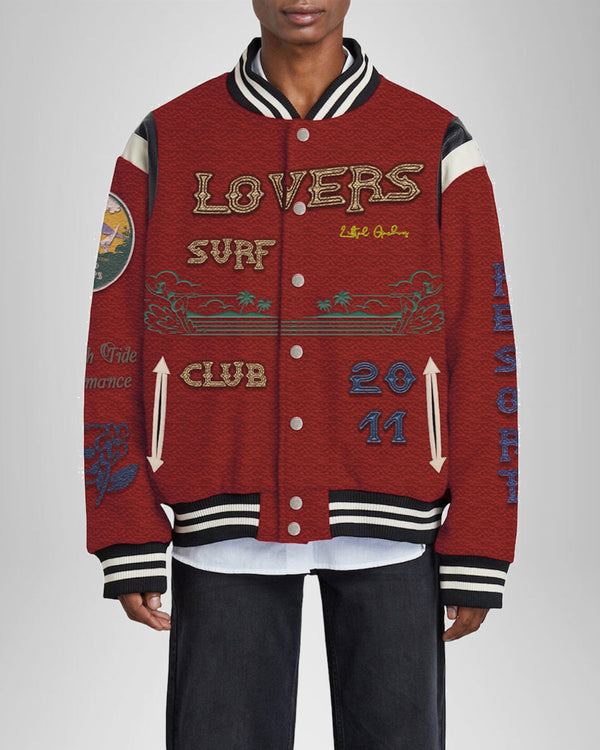 LIFTED ANCHORS LAHL23-37 Lovers Surf Club - Varsity Letterman  Designers Closet