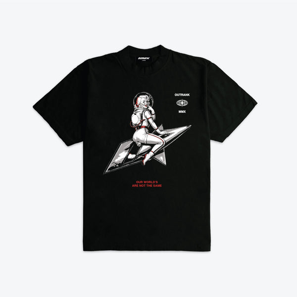 OUTRANK OR4005PR Our World's Are Not The Same Tee BLK / S Designers Closet