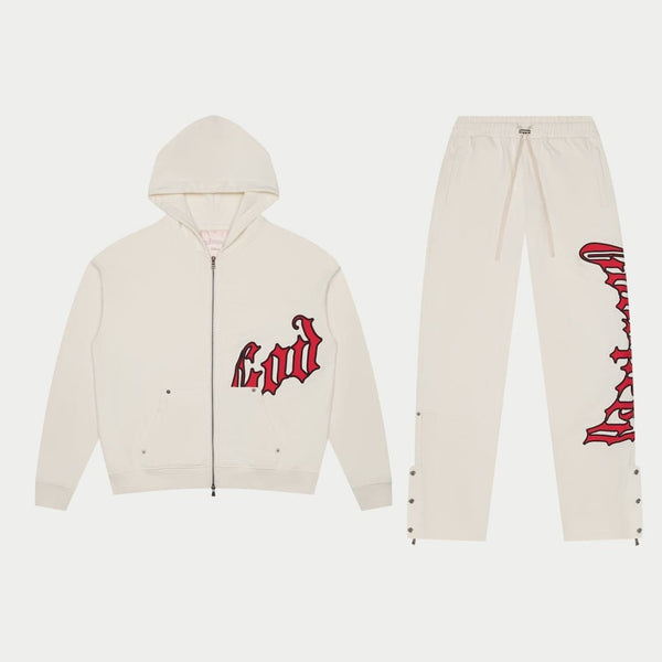 GOD SPEED OG Logo Sweatsuit V2 BONE/RED / XS Designers Closet