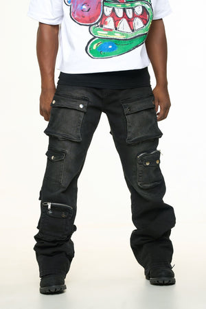 PHEELINGS PH-SS24-54 Heavy Thoughts Cargo Baggy Den (BLACK WASH) BLKWASH / 28 Designers Closet