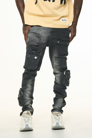 PHEELINGS PH-SS24-88 Lucid Dreams Cargo Skinny Deni (FADED BLACK) FADEBLK / 28 Designers Closet