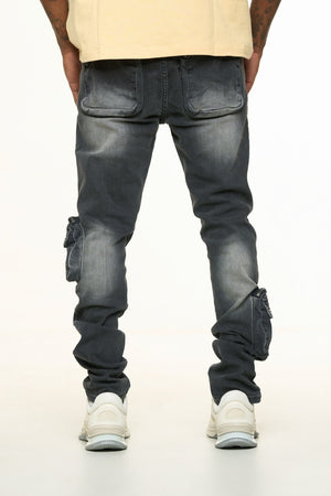 PHEELINGS PH-SS24-88 Lucid Dreams Cargo Skinny Deni (FADED BLACK)  Designers Closet