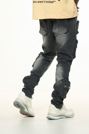 PHEELINGS PH-SS24-88 Lucid Dreams Cargo Skinny Deni (FADED BLACK)  Designers Closet