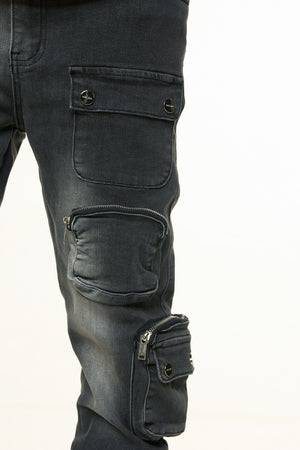 PHEELINGS PH-SS24-88 Lucid Dreams Cargo Skinny Deni (FADED BLACK)  Designers Closet