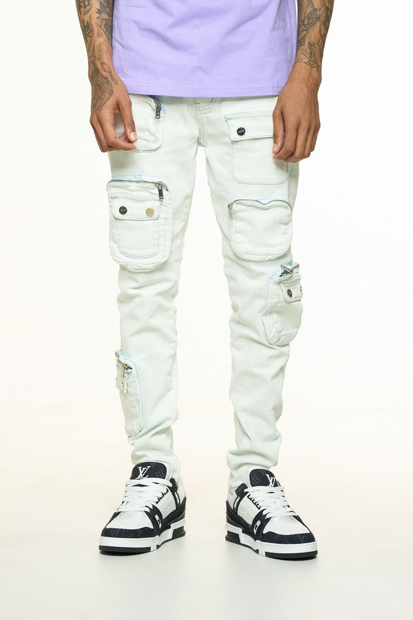 PHEELINGS PH-SS24-89 Lucid Dreams Cargo Skinny Deni (FADED LIGHT BLUE) FALIBLUE / 28 Designers Closet