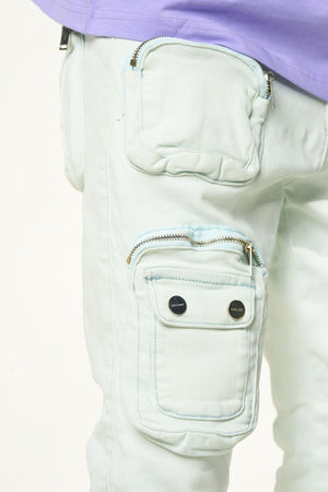 PHEELINGS PH-SS24-89 Lucid Dreams Cargo Skinny Deni (FADED LIGHT BLUE)  Designers Closet