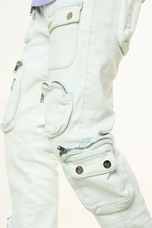 PHEELINGS PH-SS24-89 Lucid Dreams Cargo Skinny Deni (FADED LIGHT BLUE)  Designers Closet