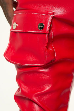 PHEELINGS PH-SS24-91 Float On Cargo Flare Stack Leather (RED)  Designers Closet