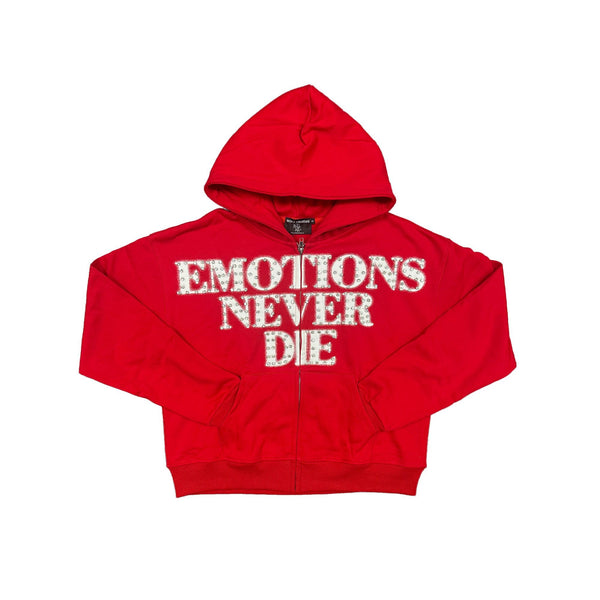 MIXED EMOTION RED 'END' RHINESTONE Hoodie RED RED / S Designers Closet