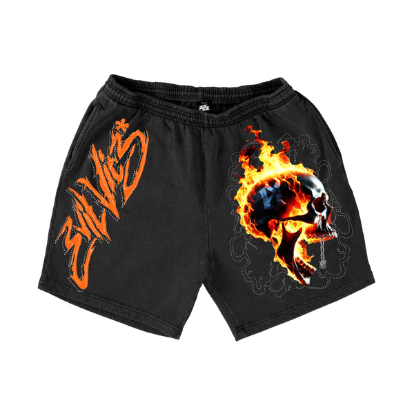 EVIL VICE S25-36 Thread Skull Shorts