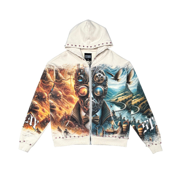 STRAY ST1623-BON STRAY FULL ZIP HOODIE BONE BONE / S Designers Closet