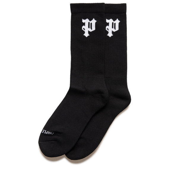 Purple Brand Core Gothic P Crew Socks BLACK / OS Designers Closet