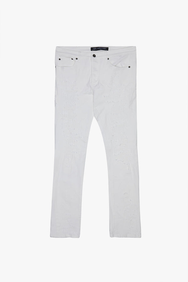 VALABASAS VLBS23101623-1 Tearaway White Skinny Jeans Designers Closet