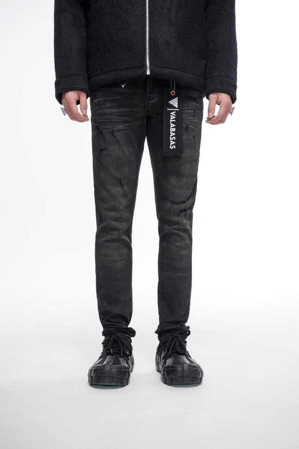VALABASAS VLBS-VJ1-1006 GREED SKINNY DENIM BLK BLK / 28 Designers Closet