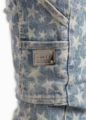 GUAPI LASER-STARS-DENIM Vintage Blue Laser Stars Denim Designers Closet