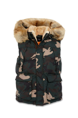 JORDAN CRAIG 9374VC Yukon Camo Fur Puffer Vest (Woodland)  Designers Closet