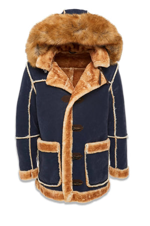 JORDAN CRAIG 91620 Denali Shearling Coat Jacket NAVY / S Designers Closet