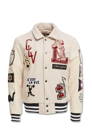 JORDAN CRAIG 91648 Carpe Diem Varsity Jacket BONE / S Designers Closet