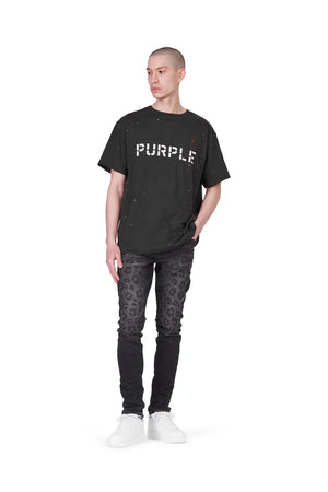 PURPLE BRAND P104-JBSP222 JERSEY BLACK STENCIL P S/S Designers Closet