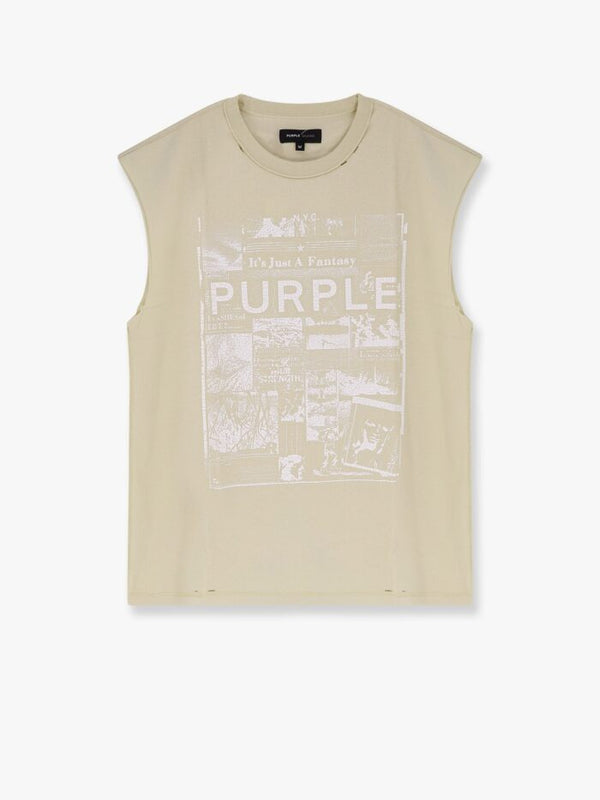 Purple Brand Textured Sleeveless Cotton T-shirt Designers Closet