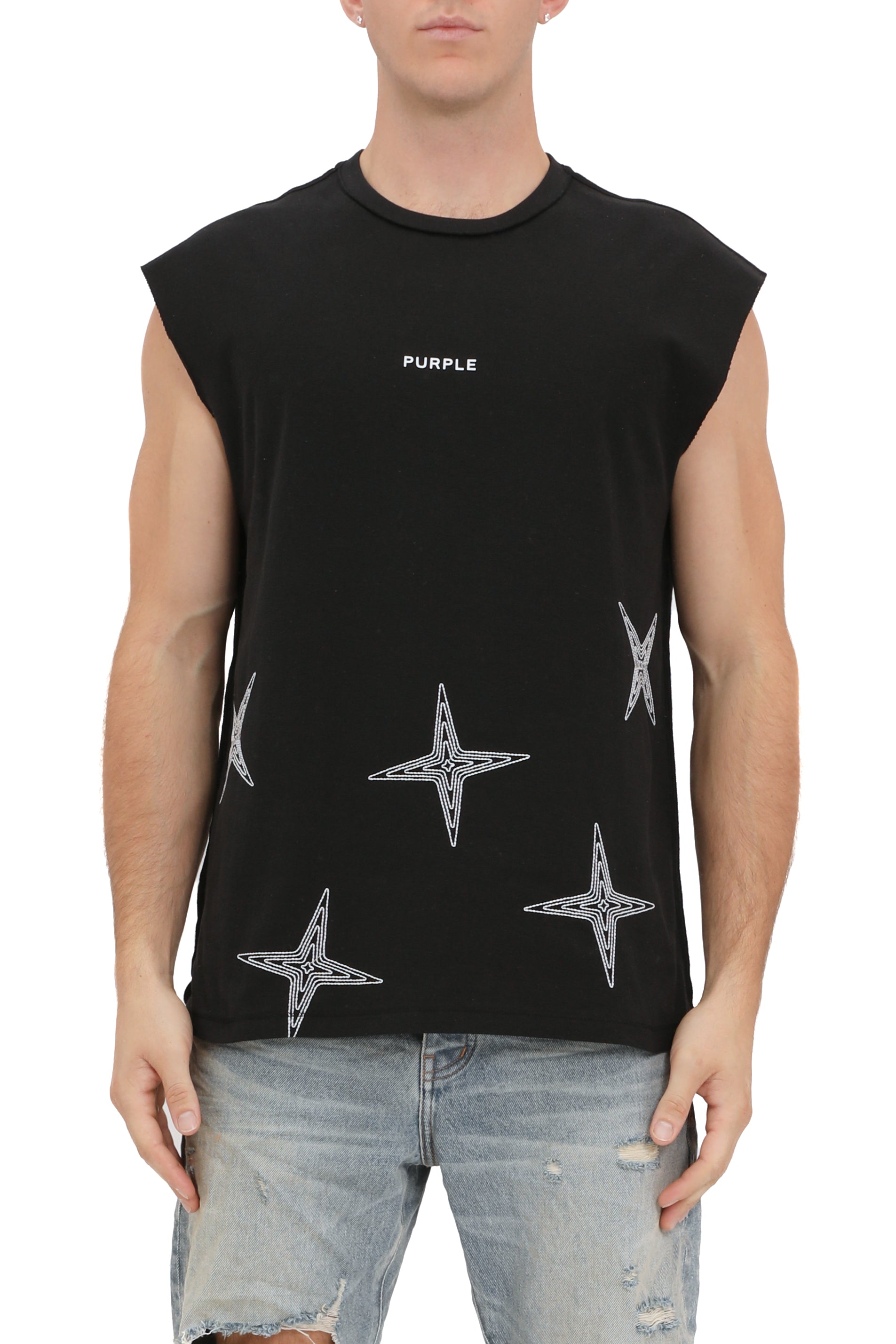 Tシャツ・カットソー Purple Brand P103 JBBW124 TEXTURED JERSEY SLEEVELESS T-shirt Purple Brand Textured Jersey Sleeveless Graphic Tee
