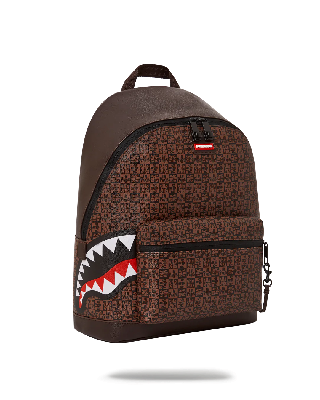 Sprayground Brown Checkered Backpack Shark In Paris Monogram