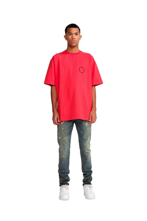 PURPLE BRAND P001-IQDP123 P001 Low Rise Skinny Jean Mid Indigo Quilted Destroy Pocket  Designers Closet