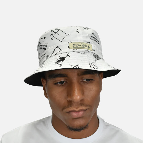 PAPER PLANES 140005 Reversible Bucket Hat Black Sketch  Designers Closet
