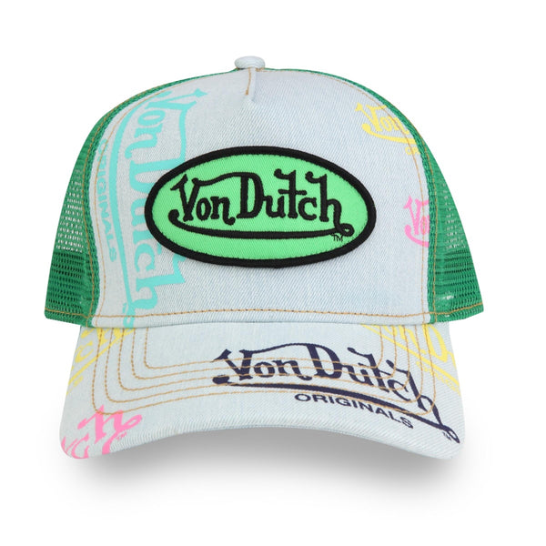 VON DUTCH VDHT366 Light Denim Green Trucker Hat  Designers Closet