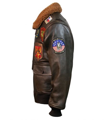 Top Gun Flying Tigers Leather Jacket Brown / S